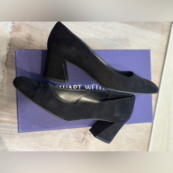 Stuart Weitzman Black Block Heel Pumps - Picture 3 of 8